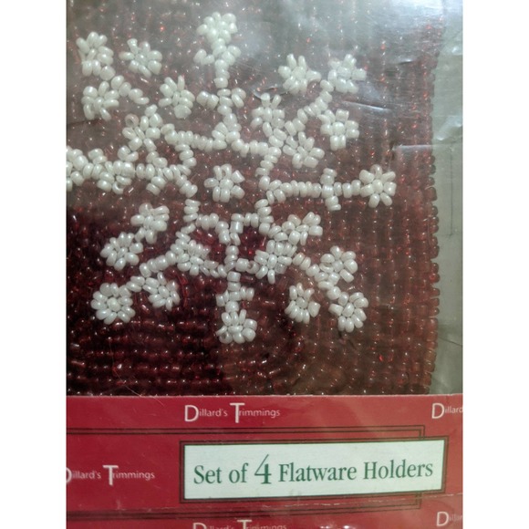 Dillards new set of 4 flatware holders Christmas stockings bead beaded party - Picture 3 of 4